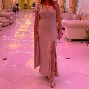 Club London Champagne One shoulder Maxi Dress